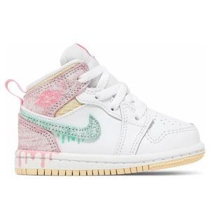 Nike Air Jordan 1 Mid SE (TD) Size 4C White/Green Glow-Arctic Punch DD1668-100